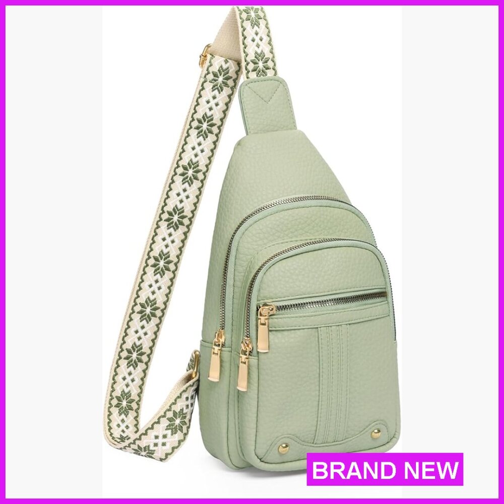 Vegan Leather Sling Bag Crossbody Fanny Pack Travel Chic Minimalist Purse